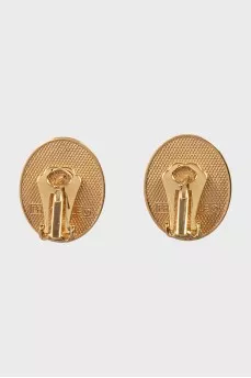 Gold earrings with enamel