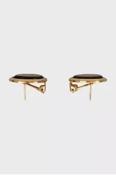 Gold earrings with enamel