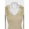 Jumper with frills on sleeves and collar