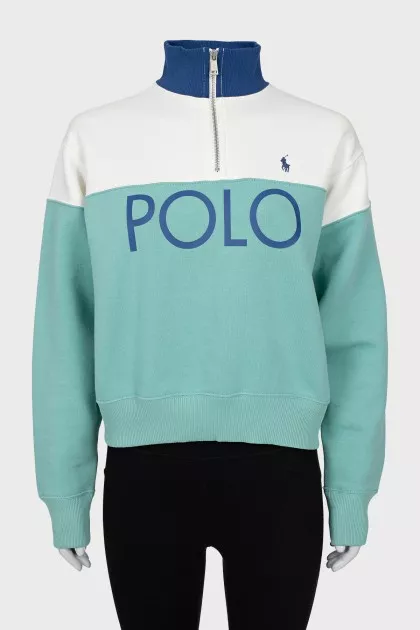 Zip-up sweatshirt with brand logo