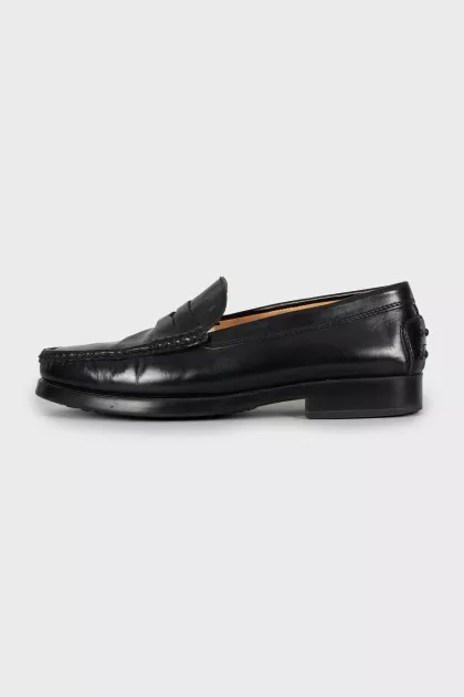 Leather loafers with relief heel