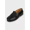 Leather loafers with relief heel