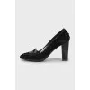 Suede shoes with leather decor