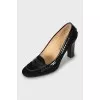 Suede shoes with leather decor