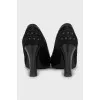 Suede shoes with leather decor