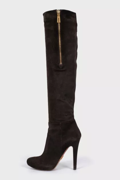 Brown suede boots