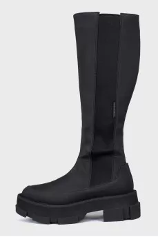 Rubber boots with textile inserts