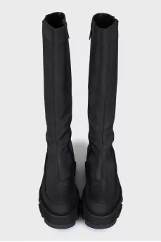 Rubber boots with textile inserts