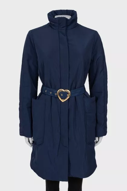 Blue fitted jacket with tag