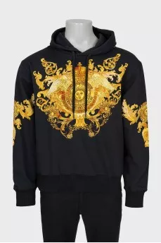 Men's Black Hoodie with Signature Print
