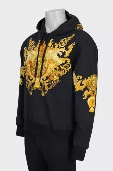 Men's Black Hoodie with Signature Print