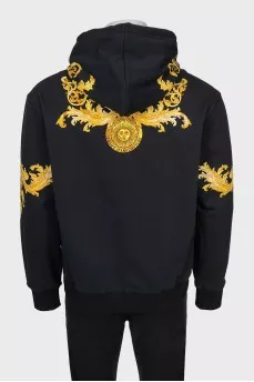 Men's Black Hoodie with Signature Print
