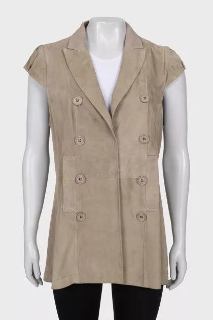 Double-breasted suede vest