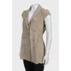 Double-breasted suede vest