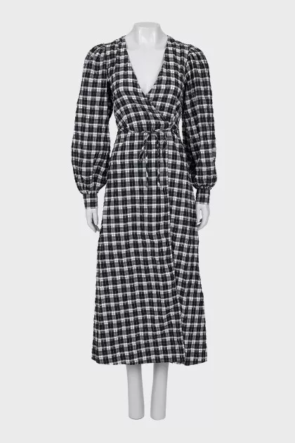 Checkered wrap dress