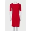 Red dress decorated with frills