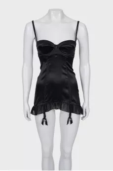 Black silk corset