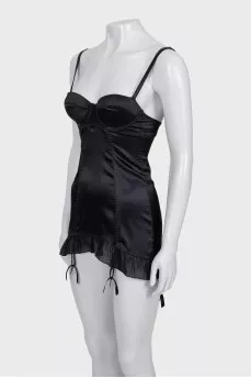 Black silk corset