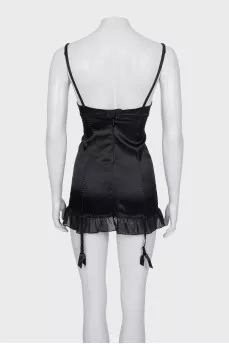 Black silk corset