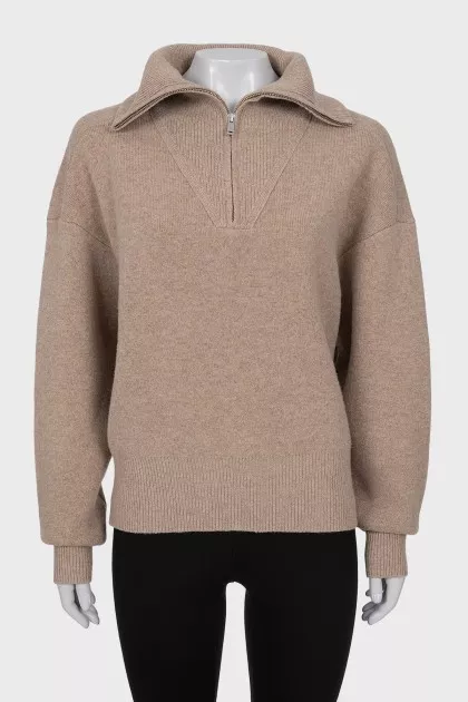 Beige Slim Fit Sweater