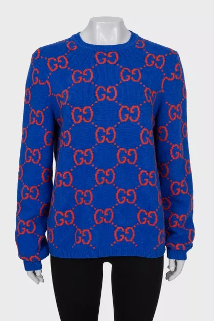 Wool jumper with signature print