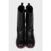 Insulated leather boots with zip