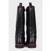 Insulated leather boots with zip