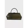 Green leather satchel bag