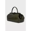 Green leather satchel bag