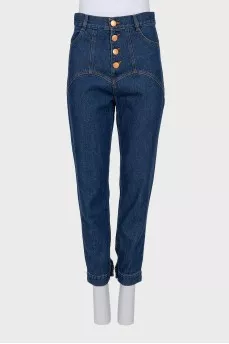 Blue jeans with buttons