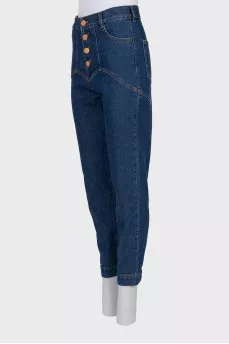 Blue jeans with buttons