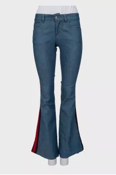 Flared jeans with contrasting side stripes