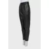 High waist leather trousers in black