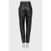 High waist leather trousers in black