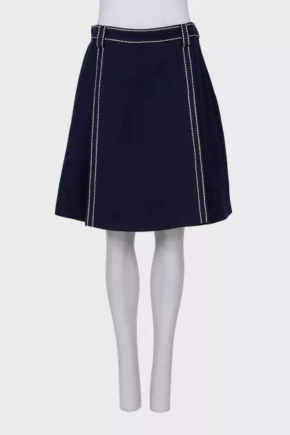 Blue skirt with decorative stitching