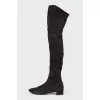 Grey suede over the knee boots
