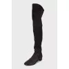Grey suede over the knee boots