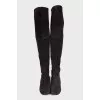 Grey suede over the knee boots