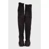 Grey suede over the knee boots