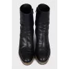 Leather ankle boots with wedge heels