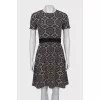 Silk dress with lace waistband