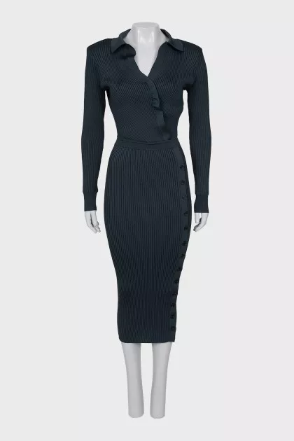 Green Ribbed Bodycon Dress