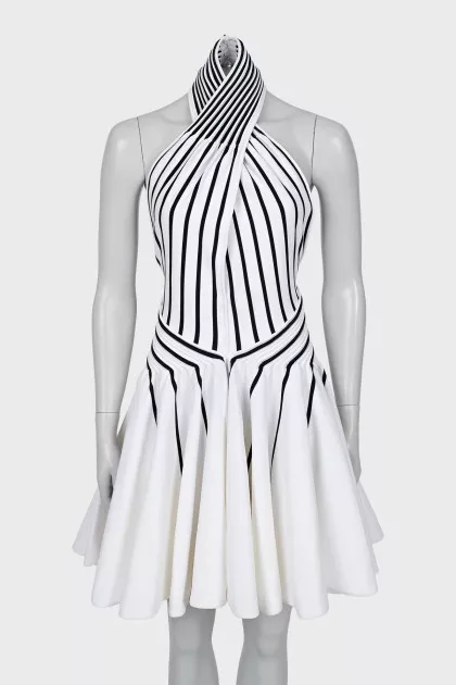 Fitted dress in striped print
