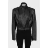 Leather cropped bomber jacket