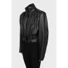 Leather cropped bomber jacket