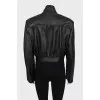Leather cropped bomber jacket