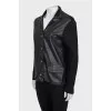 Leather jacket with silk sleeves