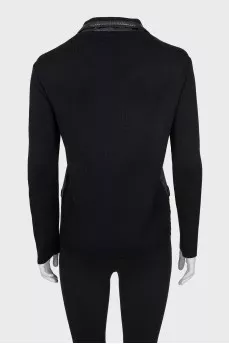 Leather jacket with silk sleeves