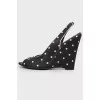 Polka dot wedge sandals