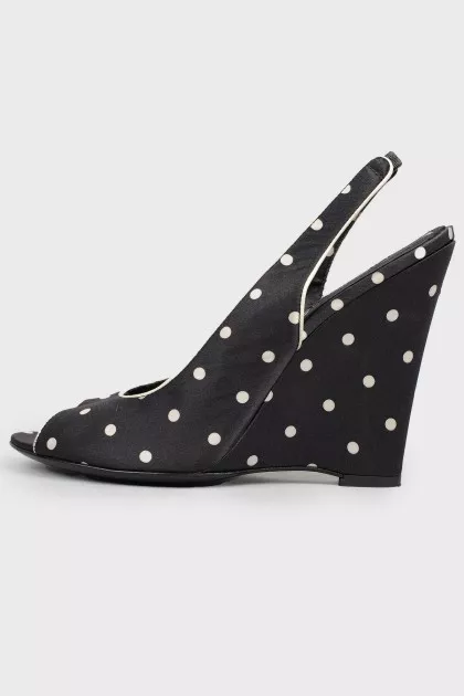 Polka dot wedge sandals